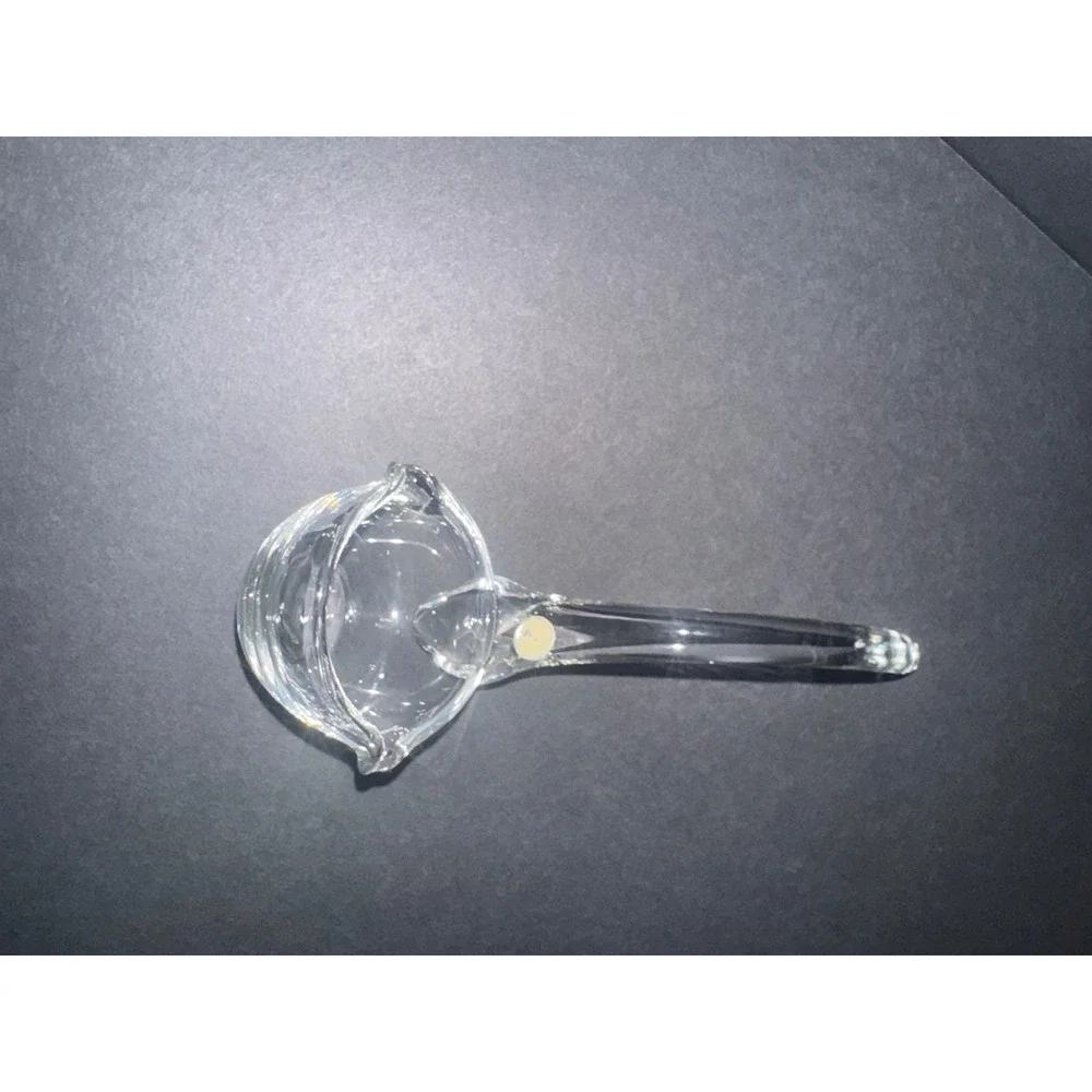 Vintage Hand Blown Ladle Made in Romania Curved Handle Double Spout